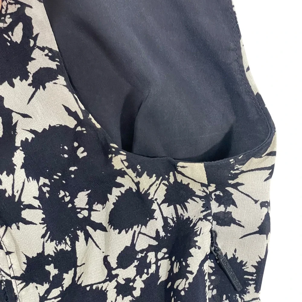 Tory Burch Marian Silk Blend Floral Flutter Sleeve Dress Saphire Blue Thistle 2